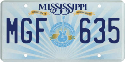 MS license plate MGF635