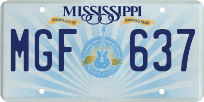 MS license plate MGF637