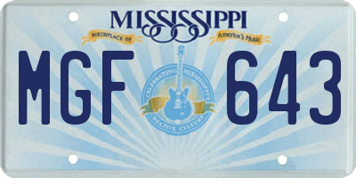 MS license plate MGF643
