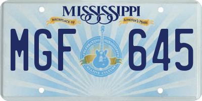 MS license plate MGF645