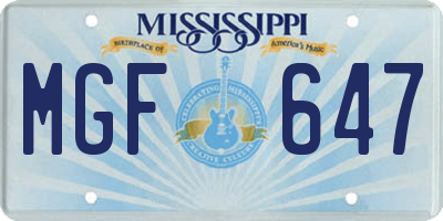 MS license plate MGF647
