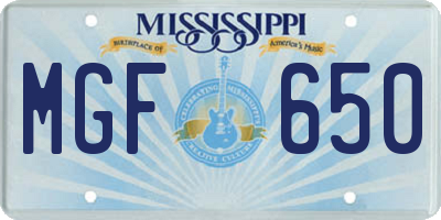 MS license plate MGF650