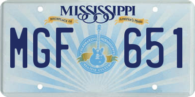 MS license plate MGF651
