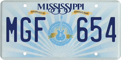 MS license plate MGF654