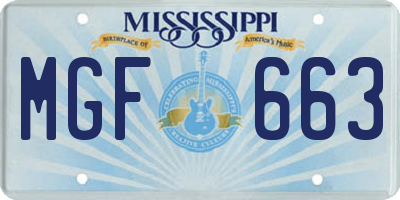 MS license plate MGF663