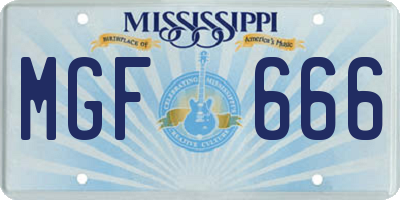 MS license plate MGF666