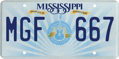 MS license plate MGF667