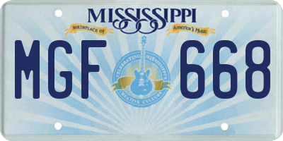 MS license plate MGF668