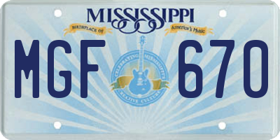 MS license plate MGF670