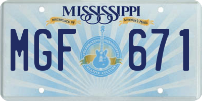 MS license plate MGF671