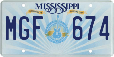 MS license plate MGF674