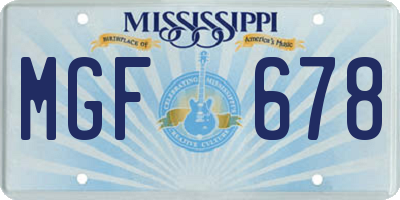 MS license plate MGF678