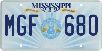 MS license plate MGF680