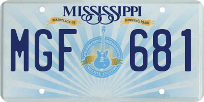MS license plate MGF681