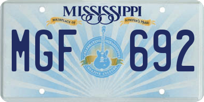MS license plate MGF692