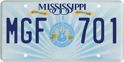 MS license plate MGF701