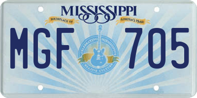 MS license plate MGF705