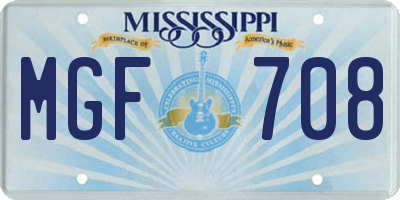 MS license plate MGF708