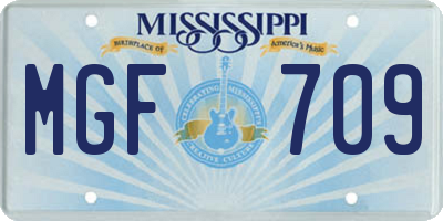 MS license plate MGF709