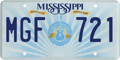 MS license plate MGF721