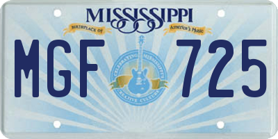 MS license plate MGF725