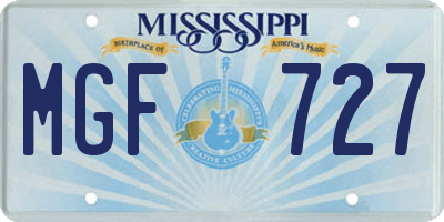 MS license plate MGF727