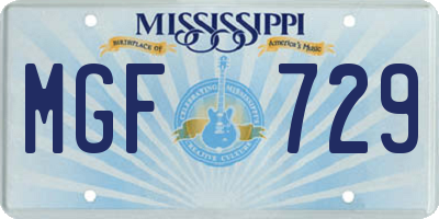 MS license plate MGF729