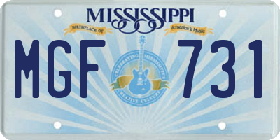 MS license plate MGF731