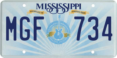 MS license plate MGF734