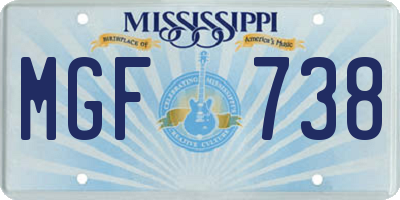 MS license plate MGF738