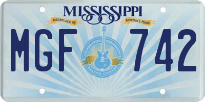 MS license plate MGF742