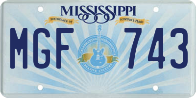 MS license plate MGF743