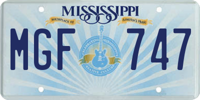 MS license plate MGF747