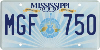 MS license plate MGF750