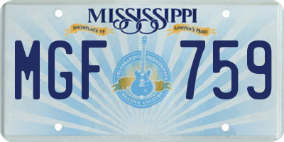 MS license plate MGF759