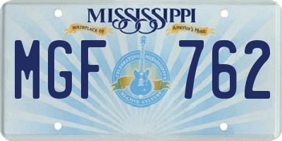 MS license plate MGF762