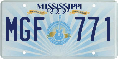 MS license plate MGF771