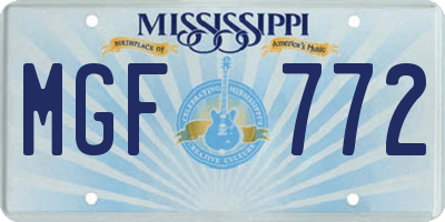 MS license plate MGF772