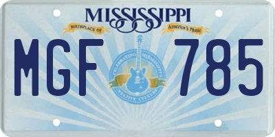 MS license plate MGF785