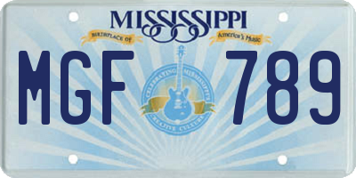 MS license plate MGF789