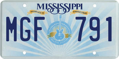 MS license plate MGF791