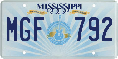 MS license plate MGF792