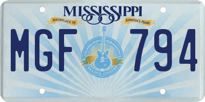 MS license plate MGF794