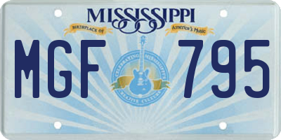 MS license plate MGF795