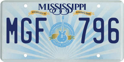MS license plate MGF796
