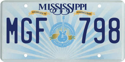 MS license plate MGF798