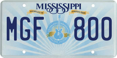 MS license plate MGF800