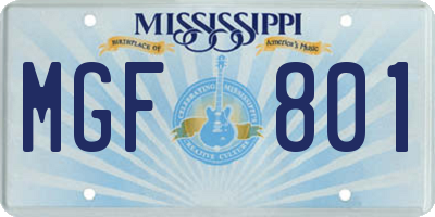 MS license plate MGF801