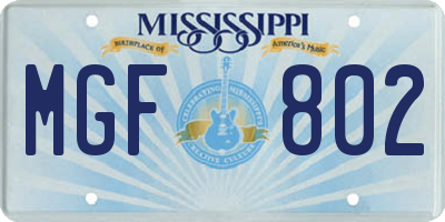 MS license plate MGF802