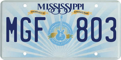MS license plate MGF803